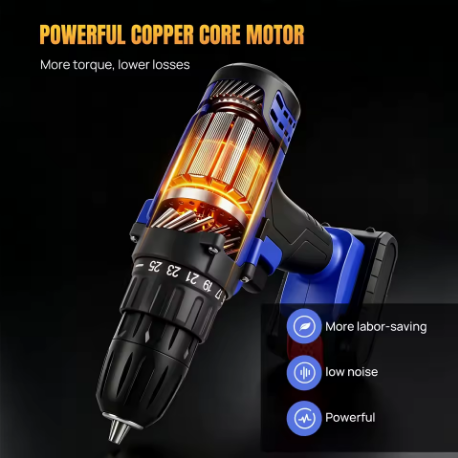 21V Cordless Drill Driver Kit — 29-Piece Set with LED Light & 25+1 Torque Control