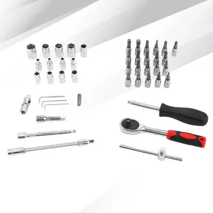 46-Piece Reversible Ratchet Socket Set with Cas
