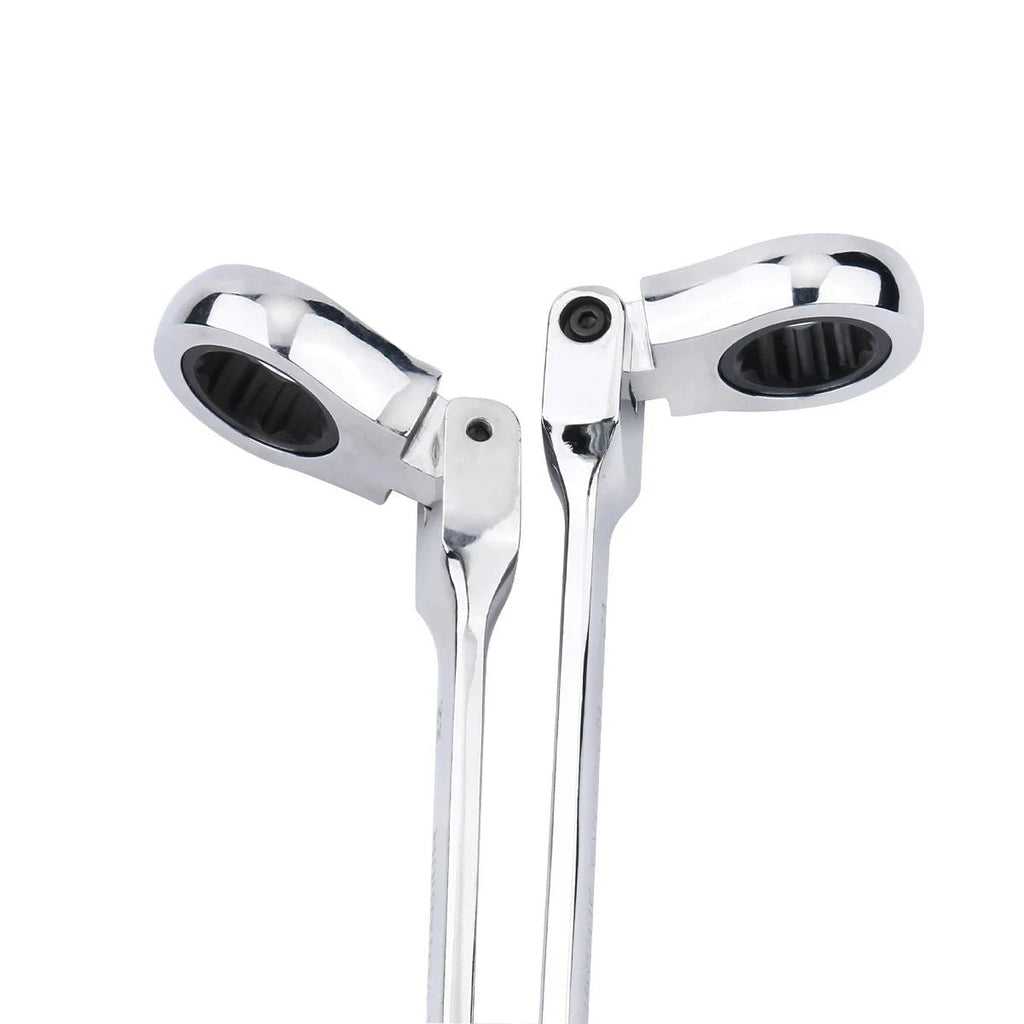 72-Tooth Ratchet Spanner — Flexible Head Wrench, 6–27mm Mirror Finish
