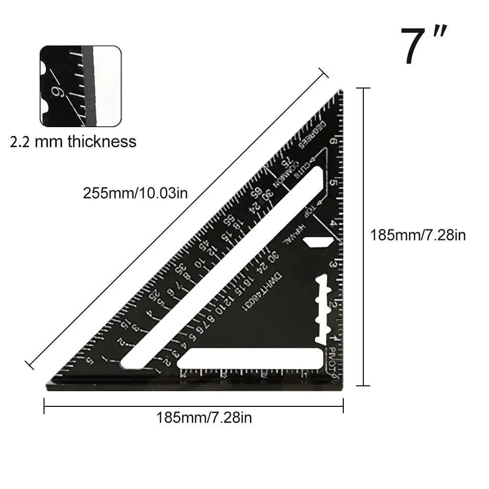 7-Inch Aluminium Speed Square — Precision Angle Ruler & Protractor